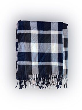 Navy & White Plaid Scarf